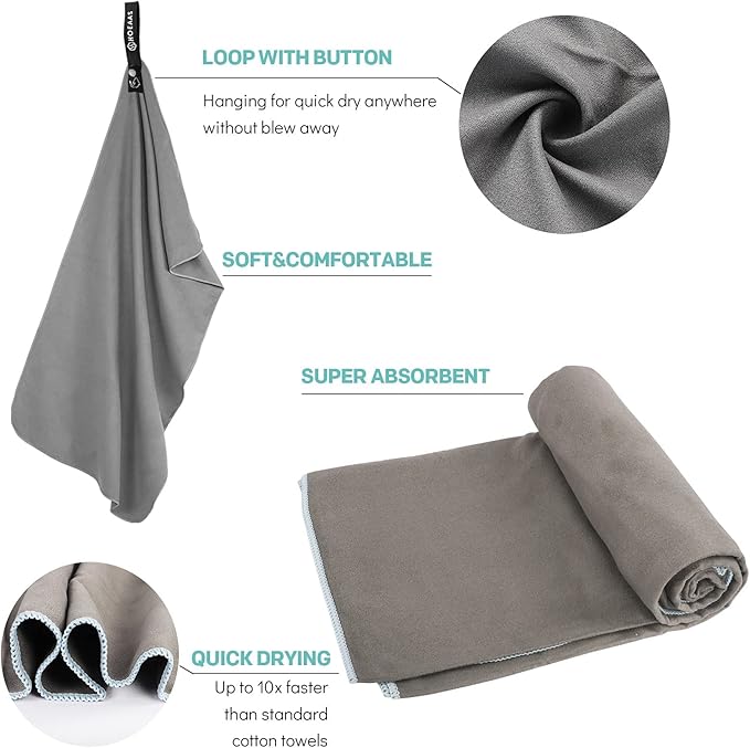 HOEAAS 2 Pack Microfiber Camping Towels