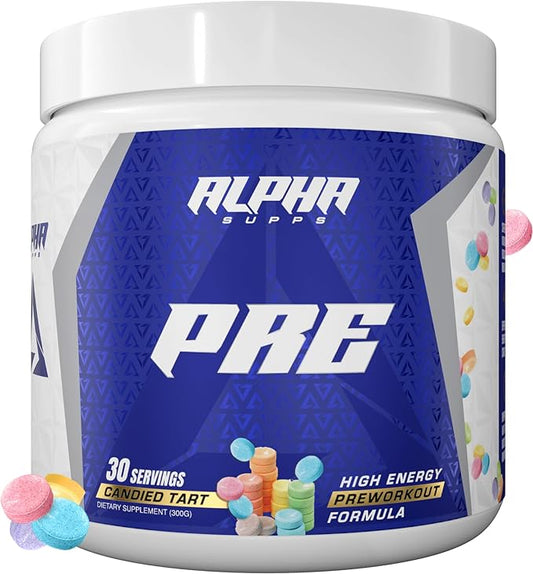 Pre, Pre-Workout Powder for Men & Women, Back to Basics Preworkout Formula for Fitness & Gym Training Athletes - Boost Energy, Focus & Performance (30 Servings, Candied Tart)