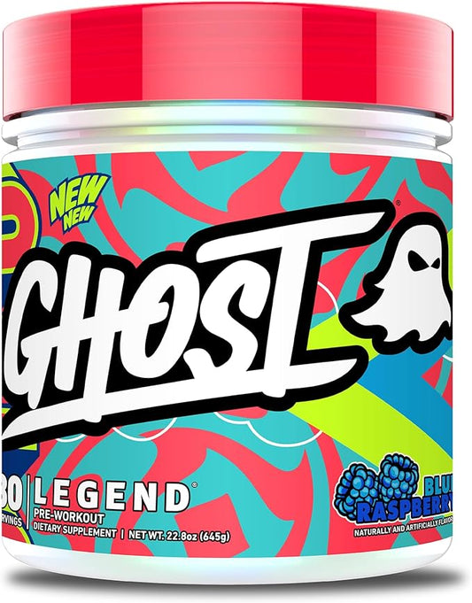 GHOST Legend Pre-Workout Powder, Blue Raspberry - 30 Servings – Pre-Workout for Men & Women with Choline, L-Citrulline, & Beta Alanine for Energy & Focus