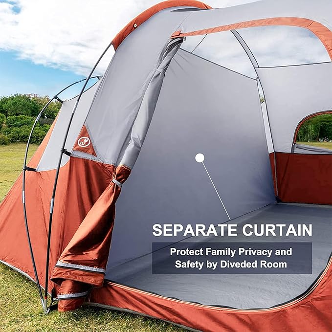 HIKERGARDEN 10 Person Camping Tent - Portable Easy Traveling-14'x11'x74in(H)