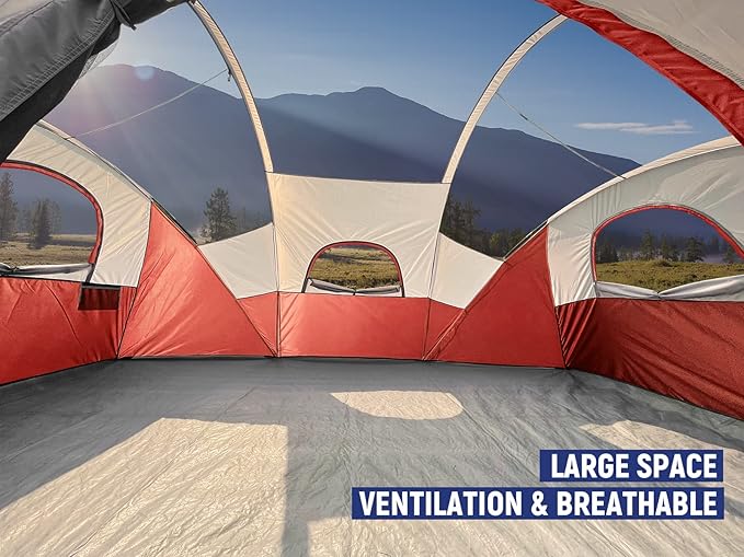 HIKERGARDEN 10 Person Camping Tent - Portable Easy Traveling-14'x11'x74in(H)