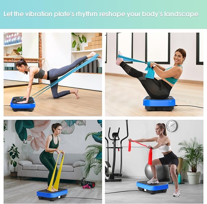 Vibration Plate Exercise Machine for Lymphatic Drainage,Softgym Power Vibrate Stand Shake Board 400 Lbs Capacity Whole Body Workout Waver with Fitness Resistance Bands Weight Loss Gifts for Women Men
