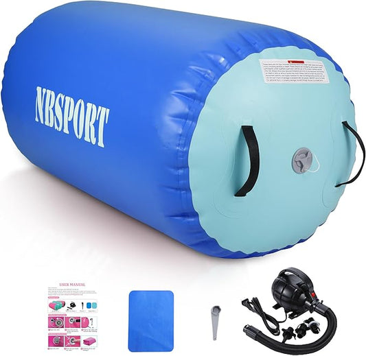 Air Barrel - Air Roller Gymnastics Barrel for Back Handspring Trainer, Air Track Tumble Mat with Pump for Gym Training/Yoga Balance Exercise/Cheerleading/Home and Outdoor Use