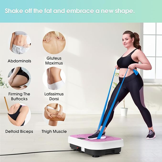 Vibration Plate Exercise Machine for Lymphatic Drainage,Softgym Power Vibrate Stand Shake Board 400 Lbs Capacity Whole Body Workout Waver with Fitness Resistance Bands Weight Loss Gifts for Women Men