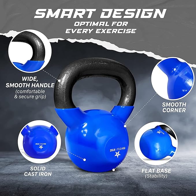 Yes4All 5-65lbs Kettlebells Vinyl Coated Cast Iron
