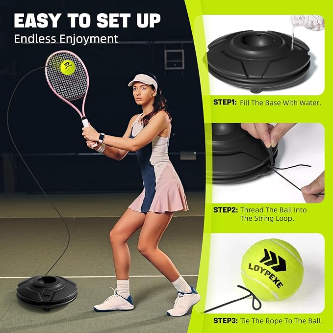 Tennis Practice Rebounder Tennis Trainer Set with String 3 Replacement