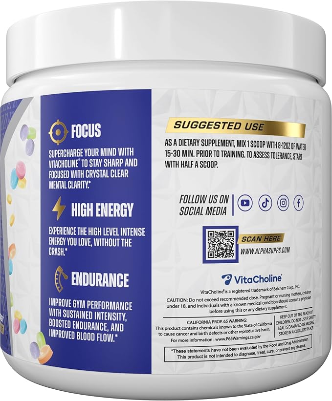 Pre, Pre-Workout Powder for Men & Women, Back to Basics Preworkout Formula for Fitness & Gym Training Athletes - Boost Energy, Focus & Performance (30 Servings, Candied Tart)