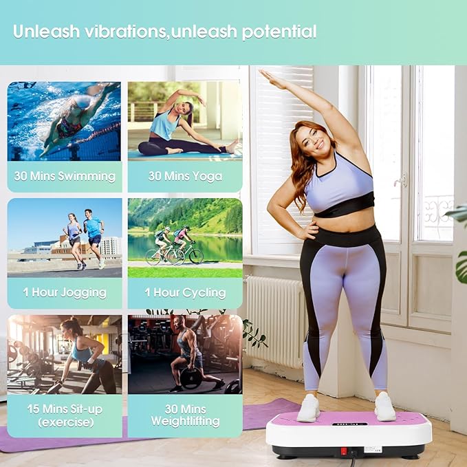 Vibration Plate Exercise Machine for Lymphatic Drainage,Softgym Power Vibrate Stand Shake Board 400 Lbs Capacity Whole Body Workout Waver with Fitness Resistance Bands Weight Loss Gifts for Women Men