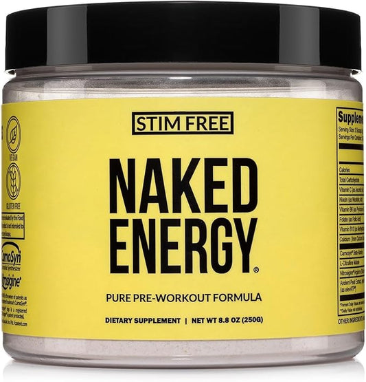NAKED Energy - Stim Free Pre Workout Caffeine Free, for Men and Women, Vegan Friendly, No Artificial Sweeteners, Colors Or Flavors - 50 Servings
