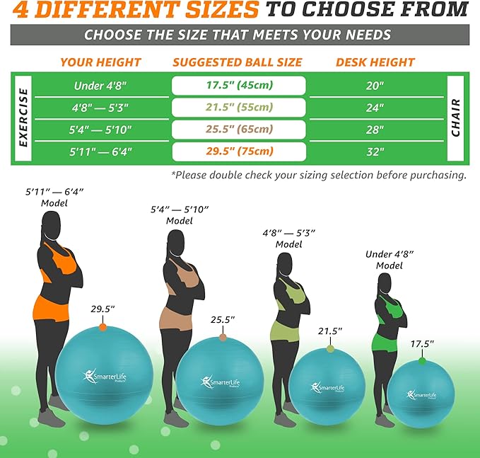 SmarterLife Workout Exercise Ball for Fitness