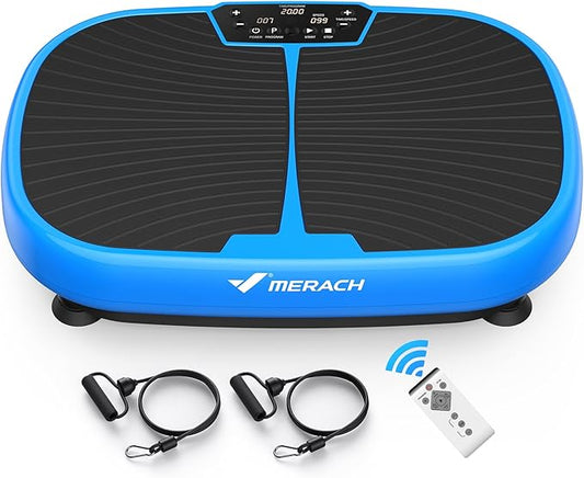 MERACH Vibration Plate Exercise Machine, Vibrating Plate Exercise Machine for Women Men, 99 Speeds Vibration Plate with 2 Tension Ropes LED Display, Workout Equipment for Home
