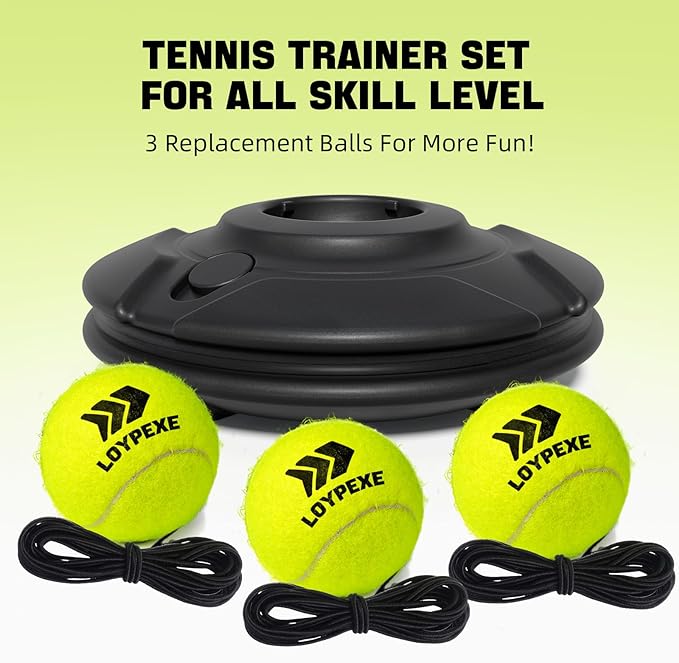Tennis Practice Rebounder Tennis Trainer Set with String 3 Replacement