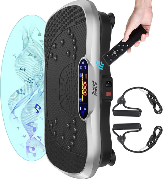 AXV Vibration Plate Fitness Platform Exercise Machine Vibrating Lymphatic Drainage Shaking Full Body Shaker Workout Vibrate Stand Shake Board Sport Gym for Weight Loss Fat Burner for Women Men