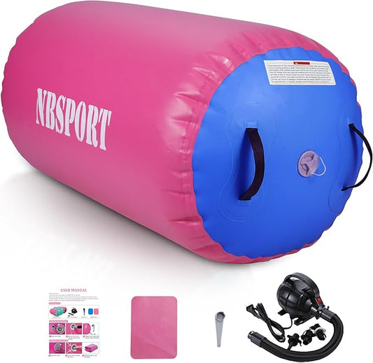 Air Barrel - Air Roller Gymnastics Barrel for Back Handspring Trainer, Air Track Tumble Mat with Pump for Gym Training/Yoga Balance Exercise/Cheerleading/Home and Outdoor Use