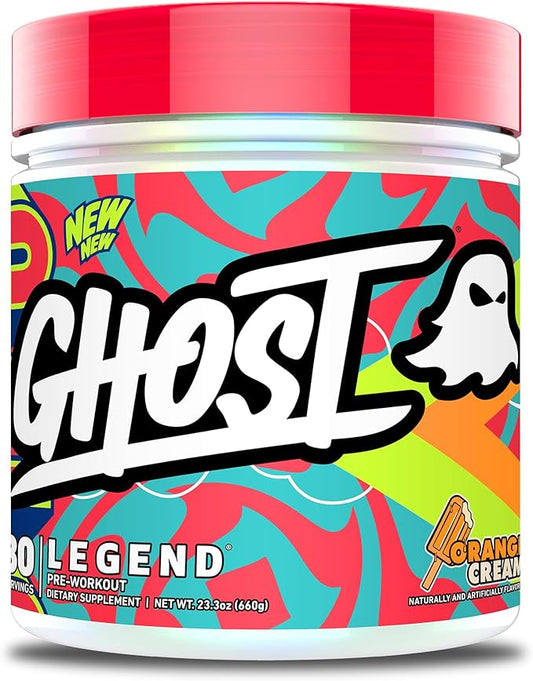 GHOST Legend Pre-Workout Powder, Orange Cream - 30 Servings – Pre-Workout for Men & Women with Choline, L-Citrulline, & Beta Alanine for Energy & Focus