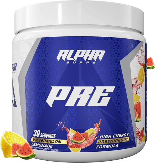 Pre, Pre-Workout Powder for Men & Women, Back to Basics Preworkout Formula for Fitness & Gym Training Athletes - Boost Energy, Focus & Performance (30 Servings, Watermelon Lemonade)