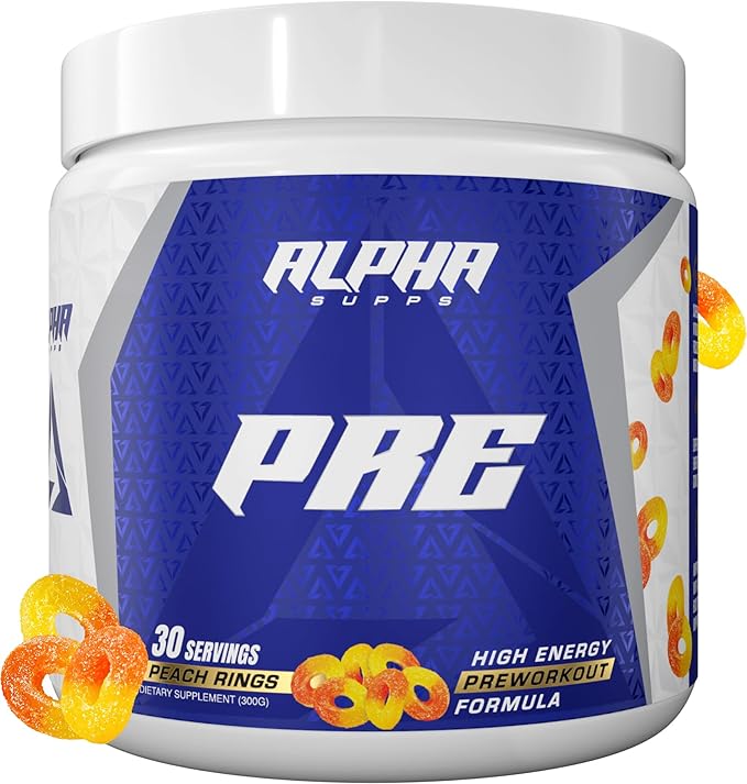 Pre, Pre-Workout Powder for Men & Women, Back to Basics Preworkout Formula for Fitness & Gym Training Athletes - Boost Energy, Focus & Performance (30 Servings, Peach Rings)