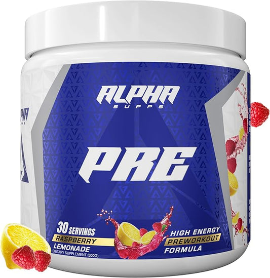 Pre, Pre-Workout Powder for Men & Women, Back to Basics Preworkout Formula for Fitness & Gym Training Athletes - Boost Energy, Focus & Performance (30 Servings, Raspberry Lemonade)