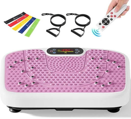 Vibration Plate Exercise Machine for Lymphatic Drainage,Softgym Power Vibrate Stand Shake Board 400 Lbs Capacity Whole Body Workout Waver with Fitness Resistance Bands Weight Loss Gifts for Women Men
