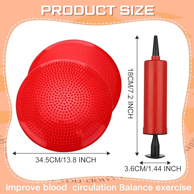 Amylove 6 Pcs Inflated Wobble Cushion Pump Wiggle Seat for Sensory Kids Flexible Seating Exercise Balance Disc Sensory Chair for Office School Home Equipment, Pump Included