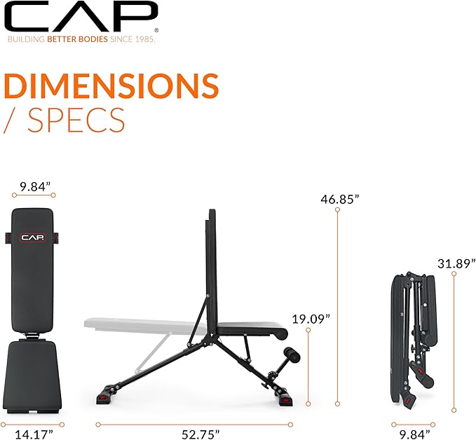 CAP Barbell Multi-Purpose Adjustable Utility Strength Training Weight Bench