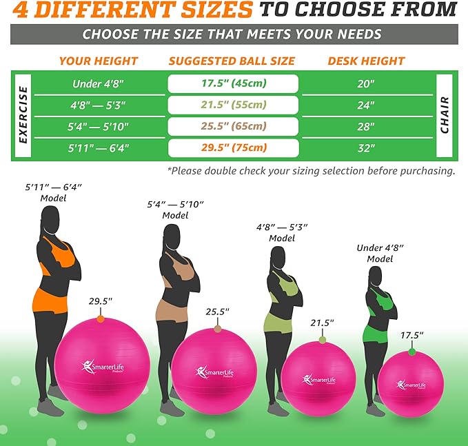 SmarterLife Workout Exercise Ball for Fitness