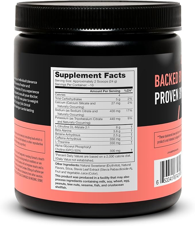 LEGION- All Natural Nitric Oxide Preworkout Drink to Boost Energy, Creatine Free, Naturally Sweetened, Beta Alanine, Citrulline, Alpha GPC (Fruit Punch 10 Servings)