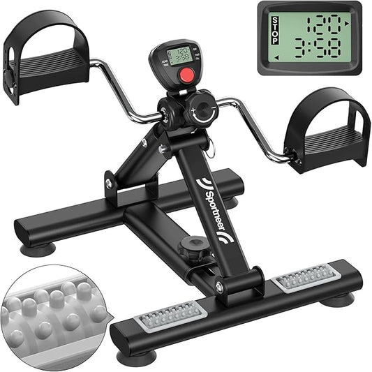 Sportneer Portable Under Desk Pedal Exerciser Low Resistance Exercise Bike Folding Indoor Exercise Pedal Machine Bike for Arm & Leg Under Desk Bike Leg Exercisers While Sitting for Home Office