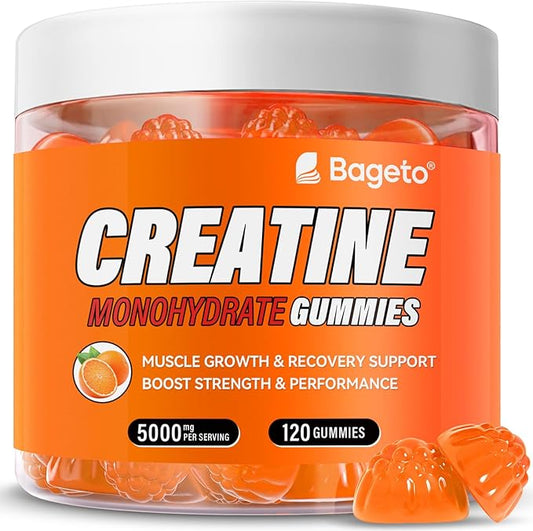 Creatine Monohydrate Gummies 5g for Men Women,Sugar Free Chewables Creatine Pre-Workout for Muscle Strength, Orange Flavor, 120 Count