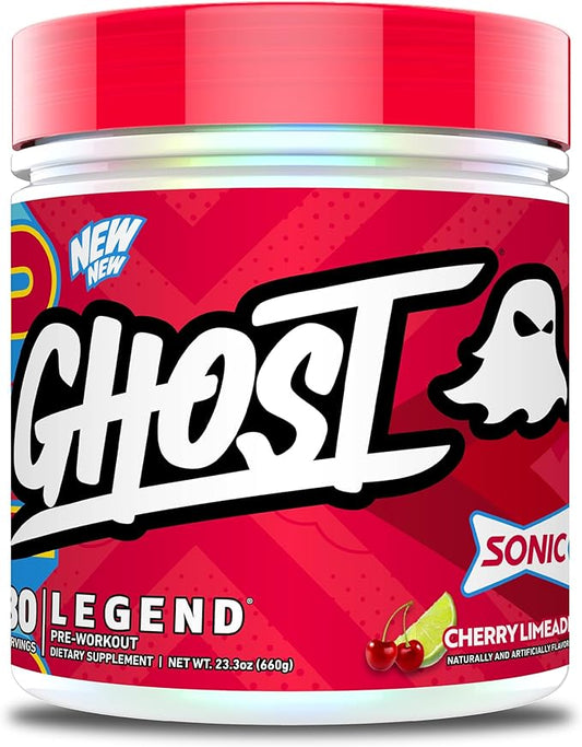 GHOST Legend Pre-Workout Powder, Sonic Cherry Limeade - 30 Servings – Pre-Workout for Men & Women with Choline, L-Citrulline, & Beta Alanine for Energy & Focus
