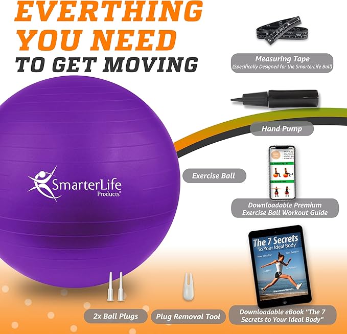 SmarterLife Workout Exercise Ball for Fitness