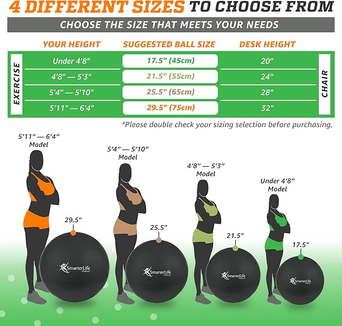 SmarterLife Workout Exercise Ball for Fitness