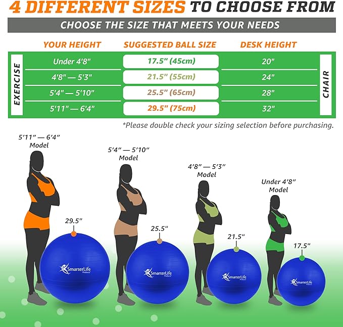 SmarterLife Workout Exercise Ball for Fitness