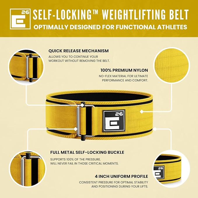 Self-Locking Weight Lifting Belt - Premium Weightlifting Belt
