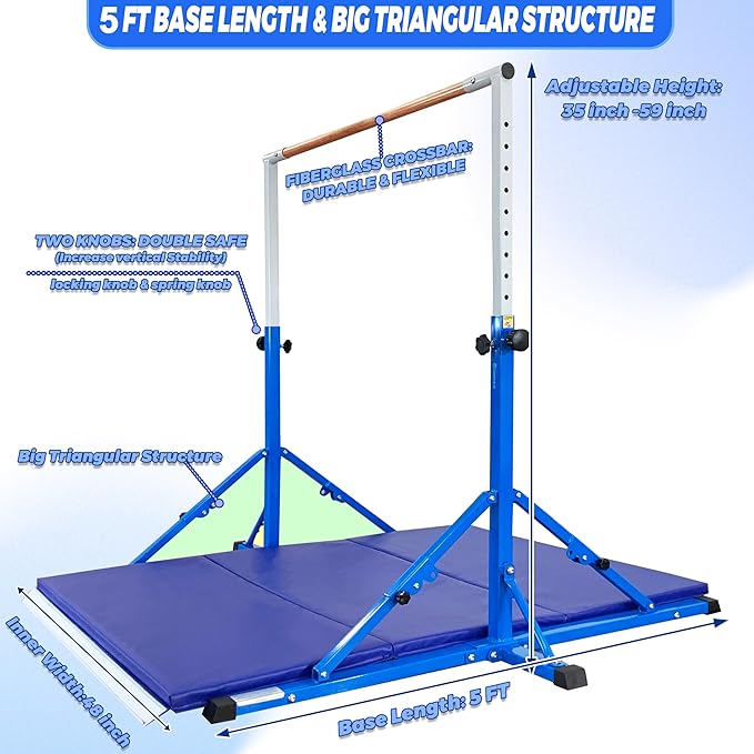 Gymnastic Bar For Kids and Teenage Ages 3-25 5 FT 6 FT 5 FT 6 FT