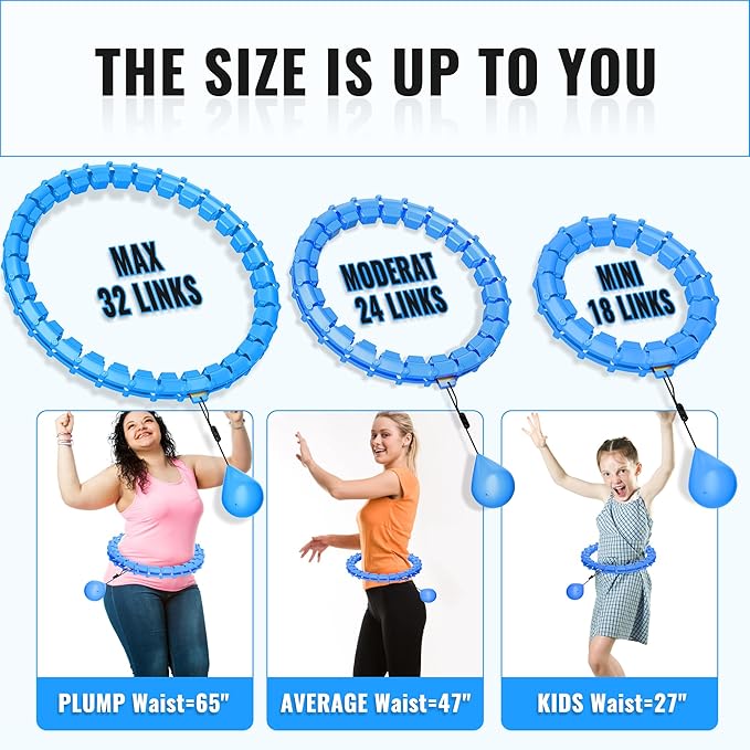 65inch 32 Knots Plus Size Quiet Weighted Hula 2 in 1 Waist