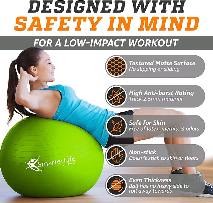 SmarterLife Workout Exercise Ball for Fitness