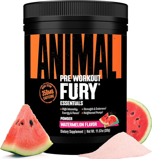 Animal Fury Pre Workout Powder Supplement – Energize Your Workout With More Focus, Energy, Endurance and Pumps, Watermelon, 20 Servings