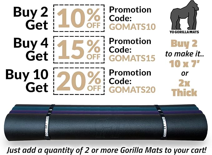 Gorilla Mats Premium Large Yoga Mat – 7' 5' x 8mm Extra