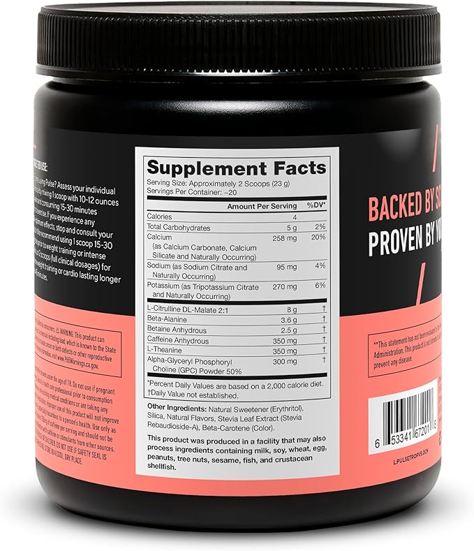 LEGION Pulse Pre Workout - All Natural Nitric Oxide Preworkout Drink to Boost Energy, Creatine Free, Naturally Sweetened, Beta Alanine, Citrulline, Alpha GPC (Tropical Punch)
