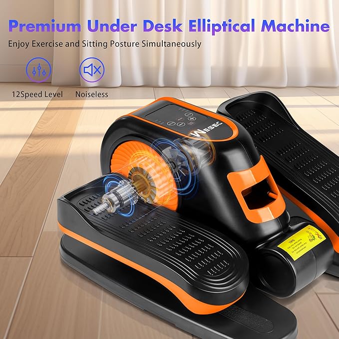 Under Desk Elliptical Machine, Electric Elliptical Seated Pedal Exerciser for Seniors w/Remote & 12 Speeds Level, Manual & Auto Mode, Noiseless Ellipse Leg Exerciser as Seen on Tv