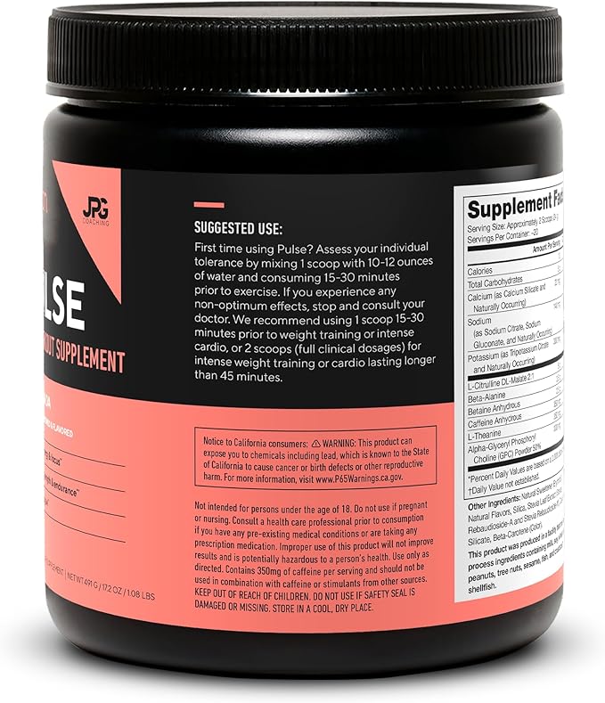 LEGION Pulse Pre Workout - All Natural Nitric Oxide Preworkout Drink to Boost Energy, Creatine Free, Naturally Sweetened, Beta Alanine, Citrulline, Alpha GPC (Pina Colada)