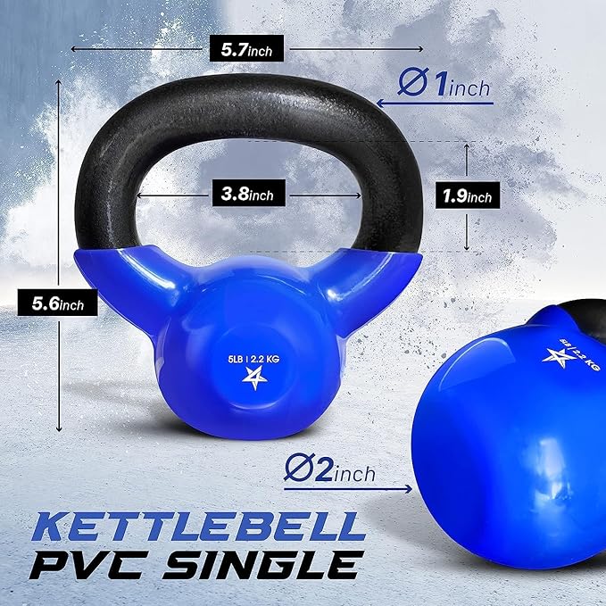 Yes4All 5-65lbs Kettlebells Vinyl Coated Cast Iron