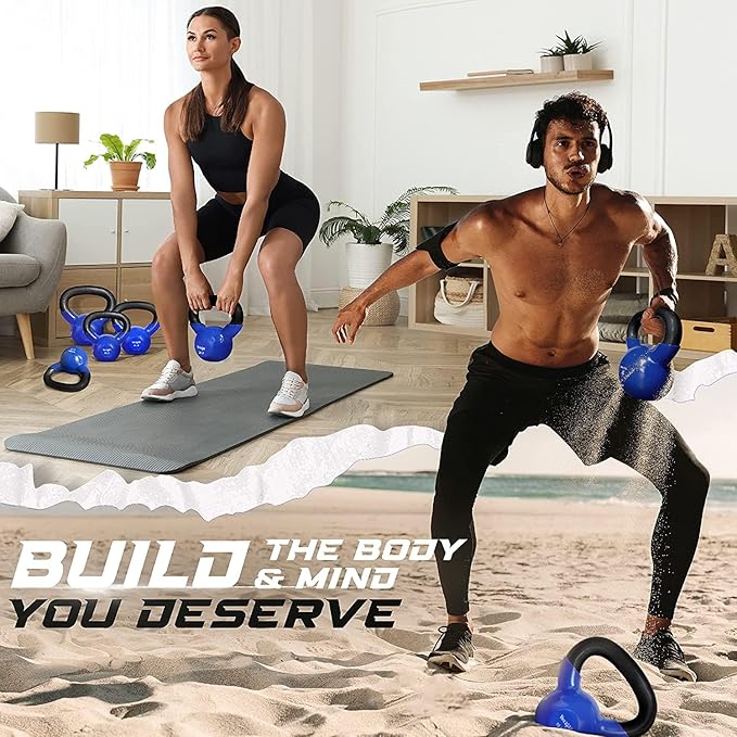 Yes4All 5-65lbs Kettlebells Vinyl Coated Cast Iron