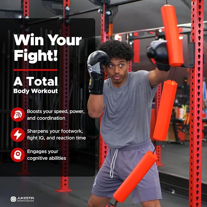 Jukestir® Punching Bag with Dynamic Motion, Better Footwork Than Double End Bag, Speed Bags for Boxing, More Agility Than Heavy Bag, Reflex Bag Boxing, Great MMA Workout at Home, Used by Pros