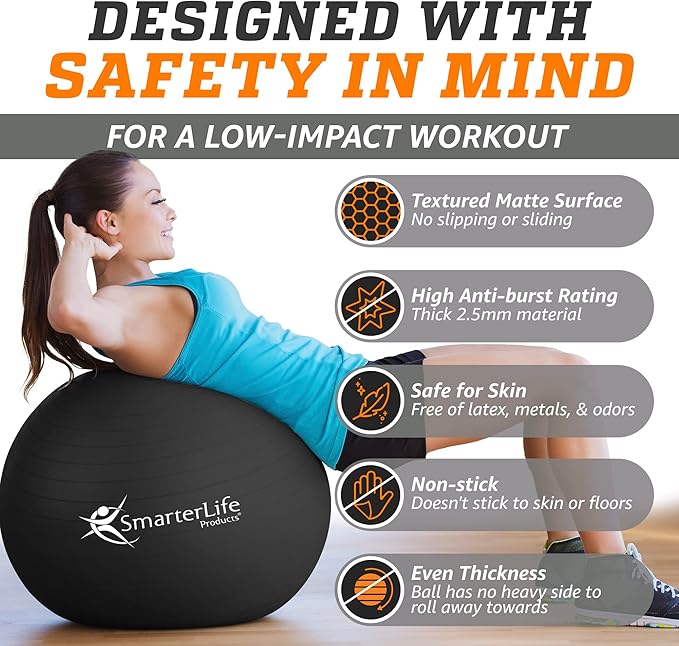 SmarterLife Workout Exercise Ball for Fitness