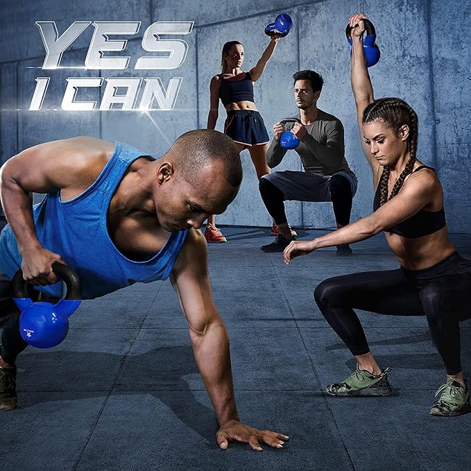 Yes4All 5-65lbs Kettlebells Vinyl Coated Cast Iron