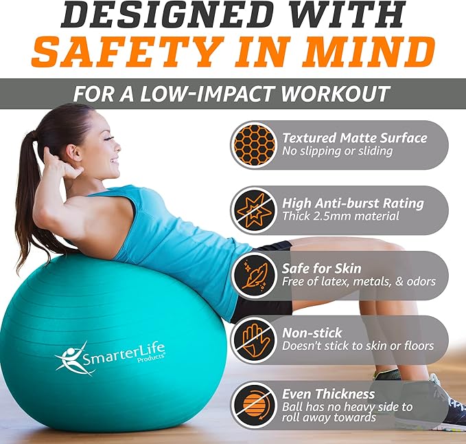 SmarterLife Workout Exercise Ball for Fitness
