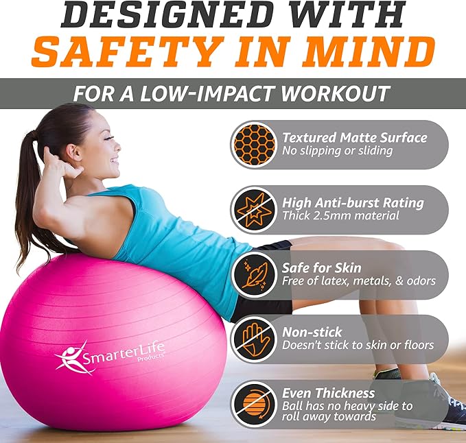 SmarterLife Workout Exercise Ball for Fitness