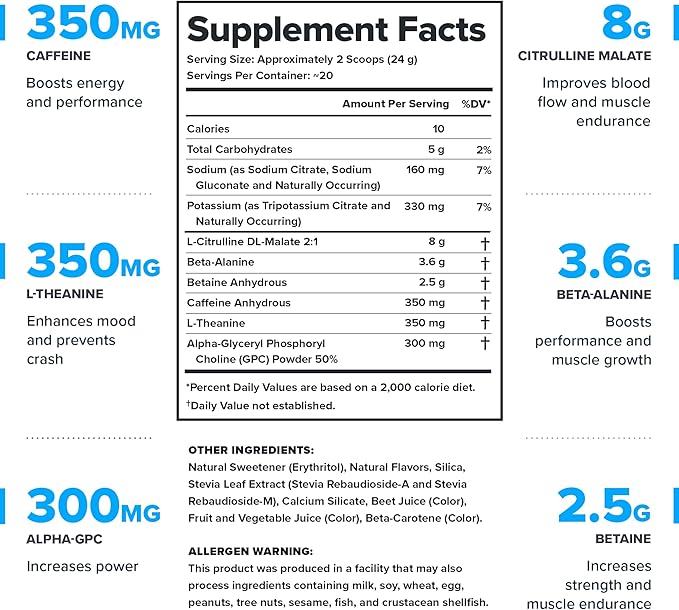 LEGION Pulse Pre Workout - All Natural Nitric Oxide Preworkout Drink to Boost Energy, Creatine Free, Naturally Sweetened, Beta Alanine, Citrulline, Alpha GPC (Rainbow Sherbet)